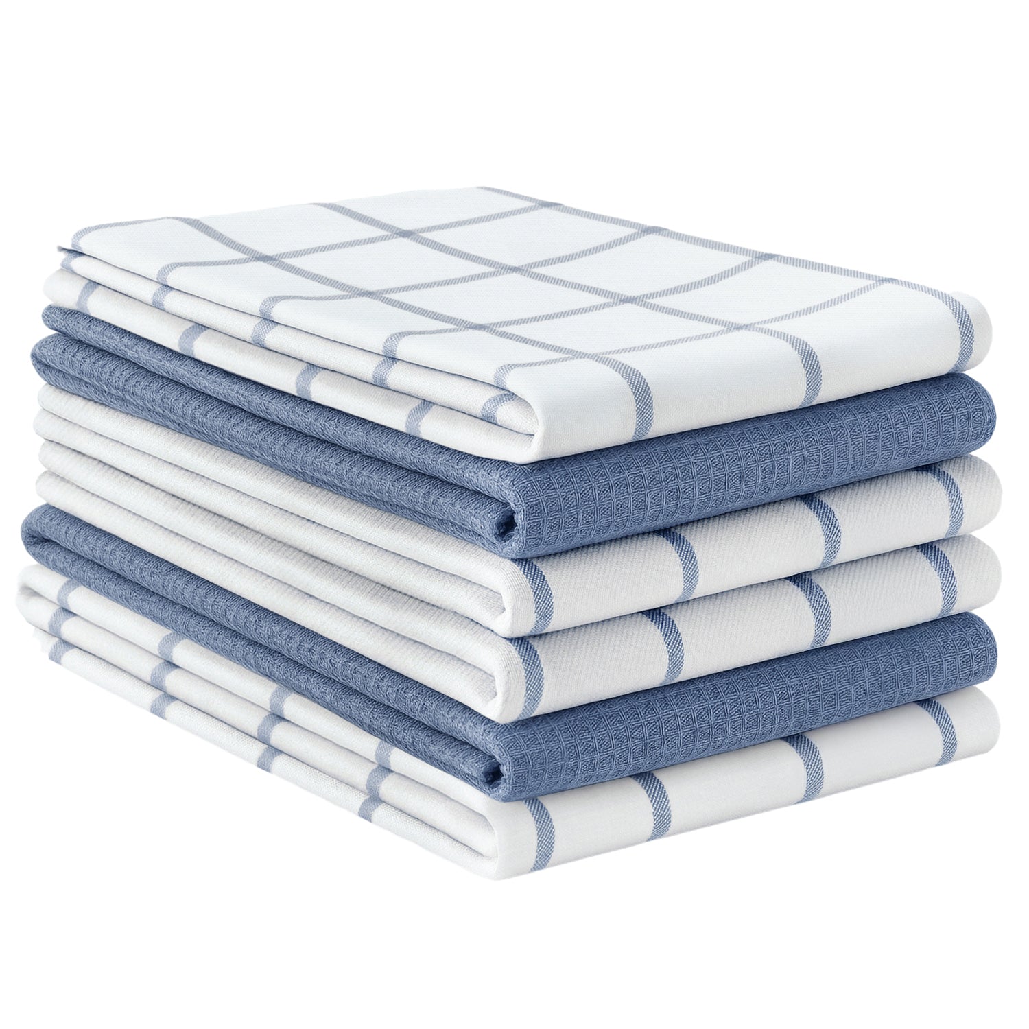 Set of 6 Multiweave Kitchen Towels - Indigo